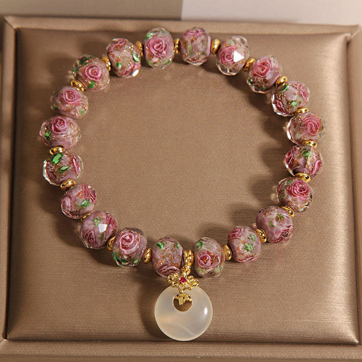 Buddha Stones Rose Liuli Glasperlen Peace Buckle Peace Armband - image 2