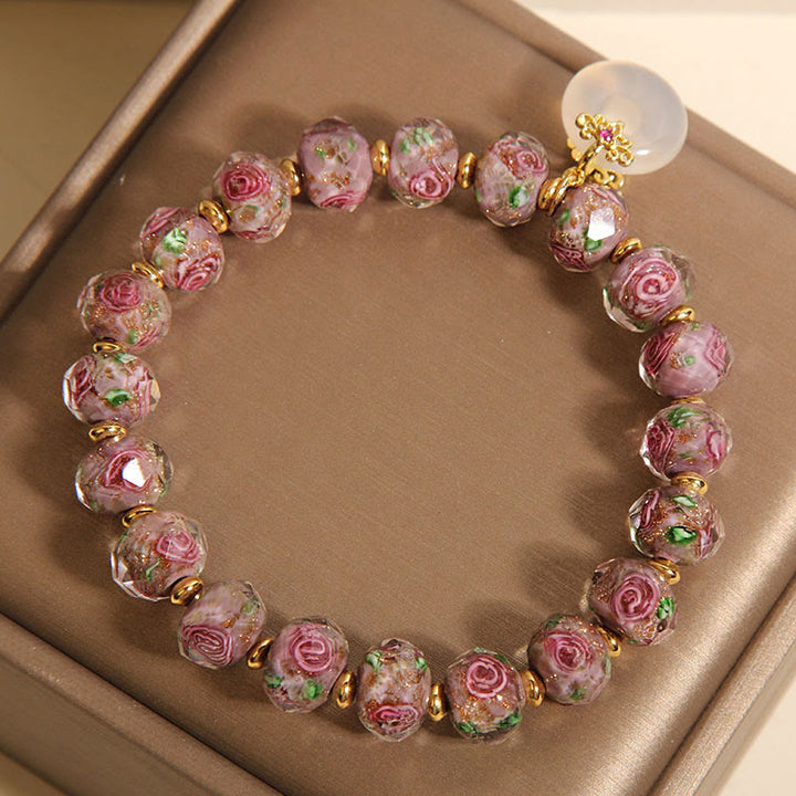 Buddha Stones Rose Liuli Glasperlen Peace Buckle Peace Armband - image 3