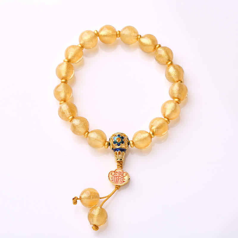Buddha Stones, Goldfolie, Liuli-Glasperlen, Ruyi-Goldbarren, Glücksarmband - image 8
