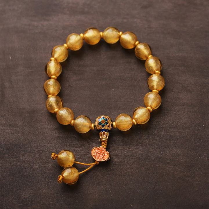Buddha Stones, Goldfolie, Liuli-Glasperlen, Ruyi-Goldbarren, Glücksarmband - image 3