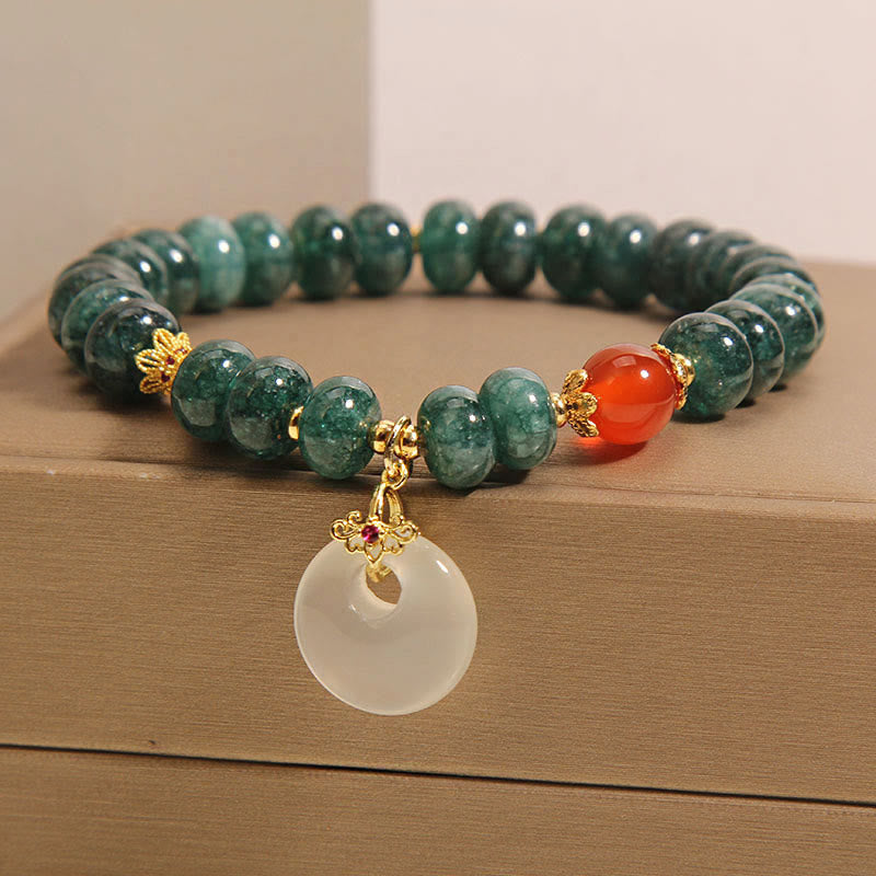 Buddha Stones, blaue Jade-Perlen, Friedensschnalle, Wohlstandsarmband - image 2