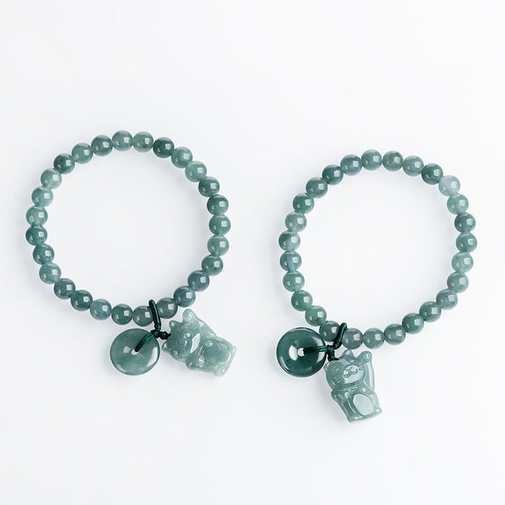 Buddha Stones Blaue Jade Peace Buckle Glückskatze Wohlstandsarmband - image 10