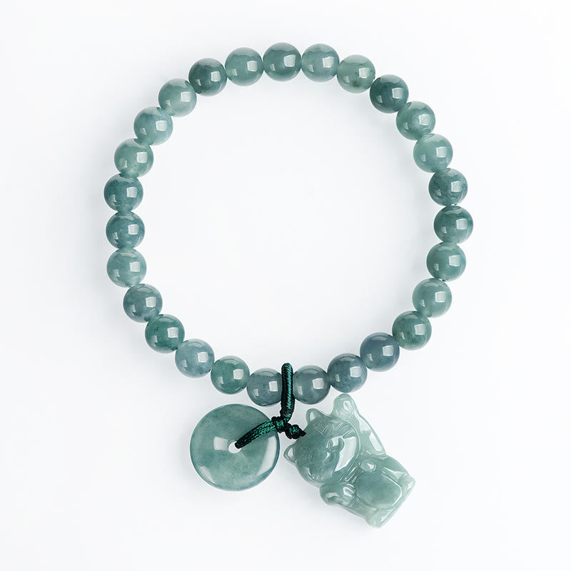 Buddha Stones Blaue Jade Peace Buckle Glückskatze Wohlstandsarmband - image 3