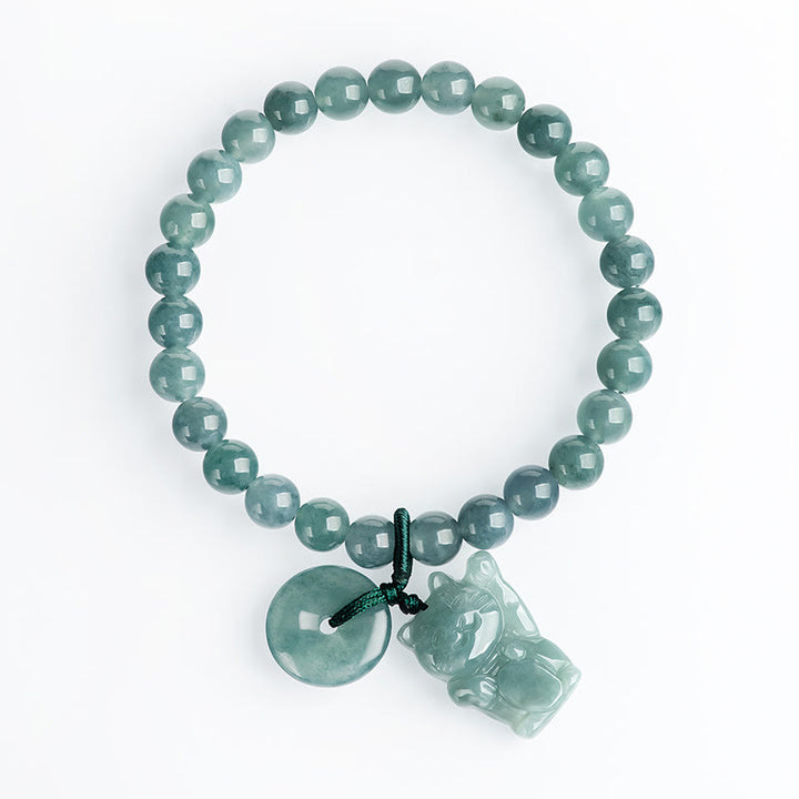 Buddha Stones Blaue Jade Peace Buckle Glückskatze Wohlstandsarmband - image 3