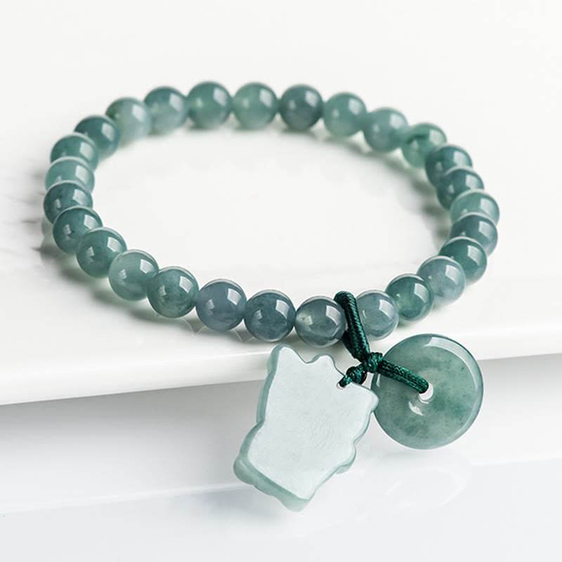 Buddha Stones Blaue Jade Peace Buckle Glückskatze Wohlstandsarmband - image 2