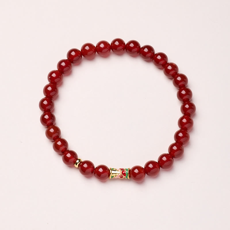 Buddha Stones Natürlicher roter Achat Glücksbringer Koi Fisch Vertrauensarmband - Roter Achat - 6mm - image 1
