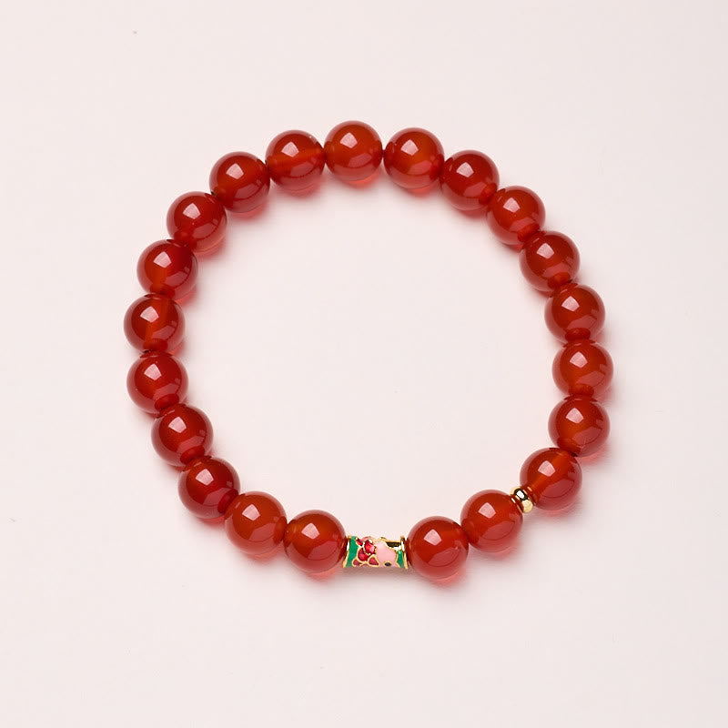 Buddha Stones Natürlicher roter Achat Glücksbringer Koi Fisch Vertrauensarmband - Roter Achat - 8mm - image 5