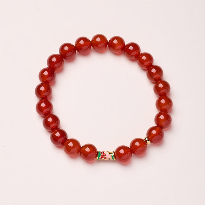 Buddha Stones Natürlicher roter Achat Glücksbringer Koi Fisch Vertrauensarmband - Roter Achat - 8mm - image 5