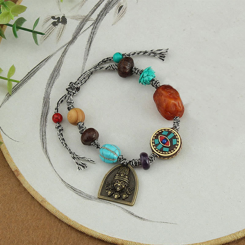 Buddha Stones Tibetisches Buddhaauge Türkis Lotus Zakiram Schutzseil Armband - image 10