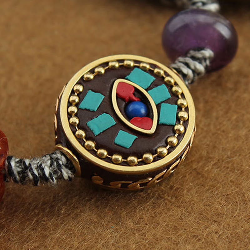 Buddha Stones Tibetisches Buddhaauge Türkis Lotus Zakiram Schutzseil Armband - image 13