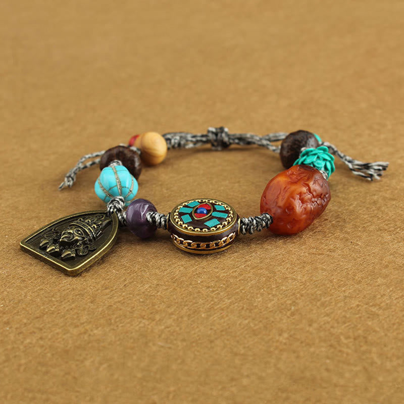 Buddha Stones Tibetisches Buddhaauge Türkis Lotus Zakiram Schutzseil Armband - image 5