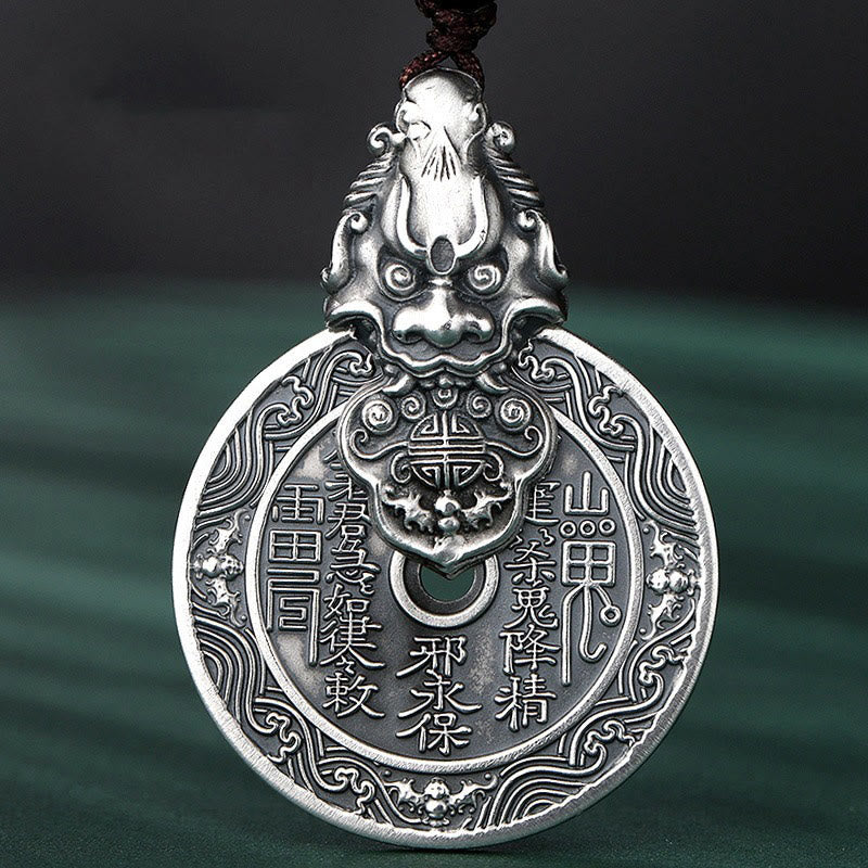 Buddha Stones Berggeister geben Geld aus Bagua-Design Kupfer Pixiu Harmonie Halskette Anhänger - image 5