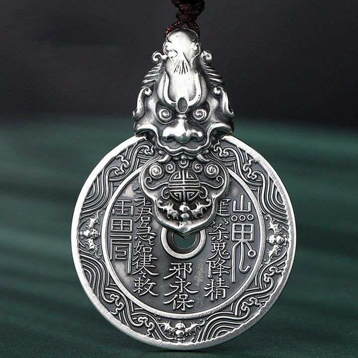 Buddha Stones Berggeister geben Geld aus Bagua-Design Kupfer Pixiu Harmonie Halskette Anhänger - image 5