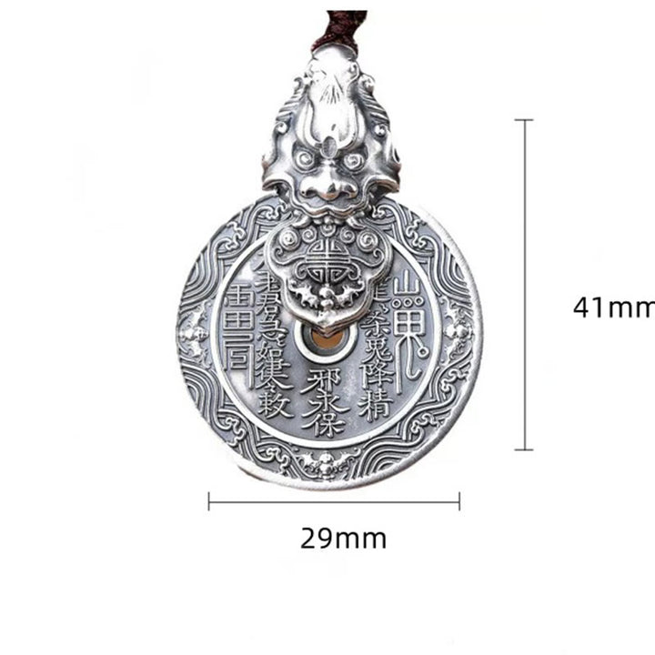 Buddha Stones Berggeister geben Geld aus Bagua-Design Kupfer Pixiu Harmonie Halskette Anhänger - image 10