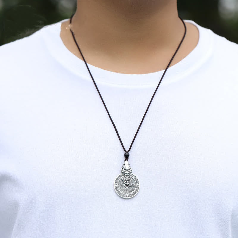 Buddha Stones Berggeister geben Geld aus Bagua-Design Kupfer Pixiu Harmonie Halskette Anhänger - image 11