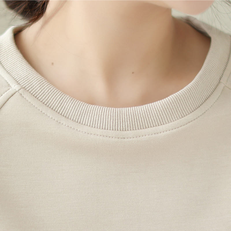 Buddha Stones Fall Plain Rundhalsausschnitt Baumwolle Pullover Damen Sweatshirt  - image 6