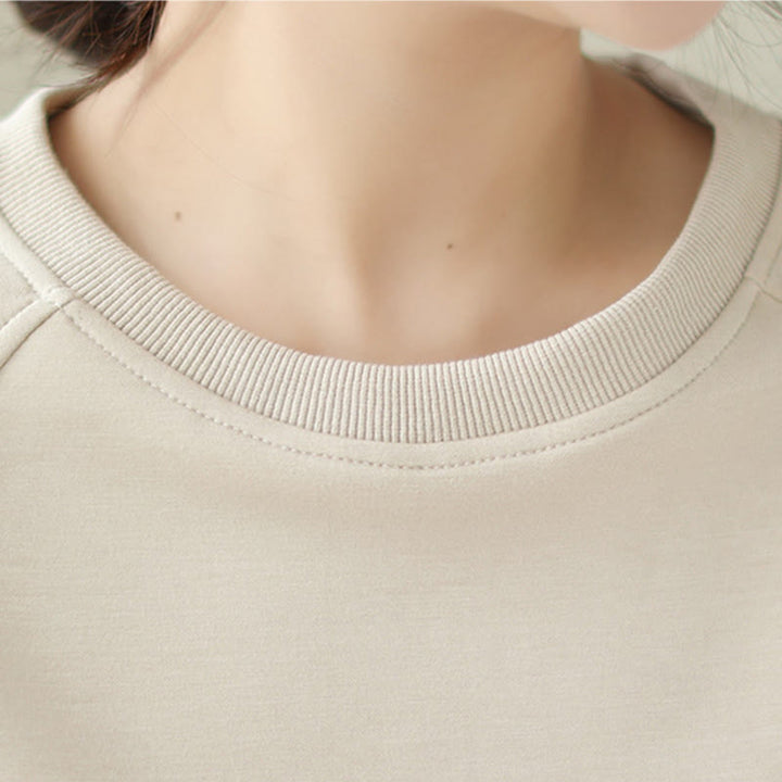Buddha Stones Fall Plain Rundhalsausschnitt Baumwolle Pullover Damen Sweatshirt  - image 6