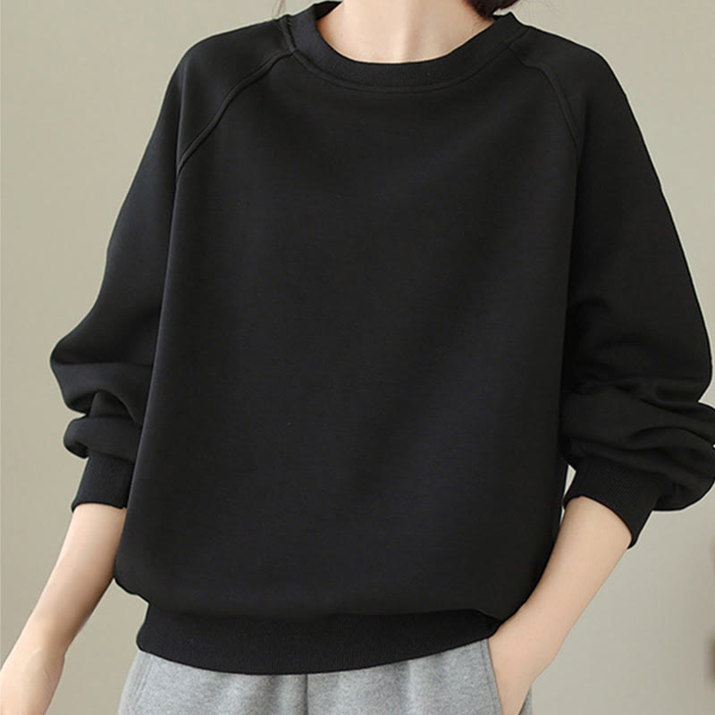 Buddha Stones Fall Plain Rundhalsausschnitt Baumwolle Pullover Damen Sweatshirt  - image 12