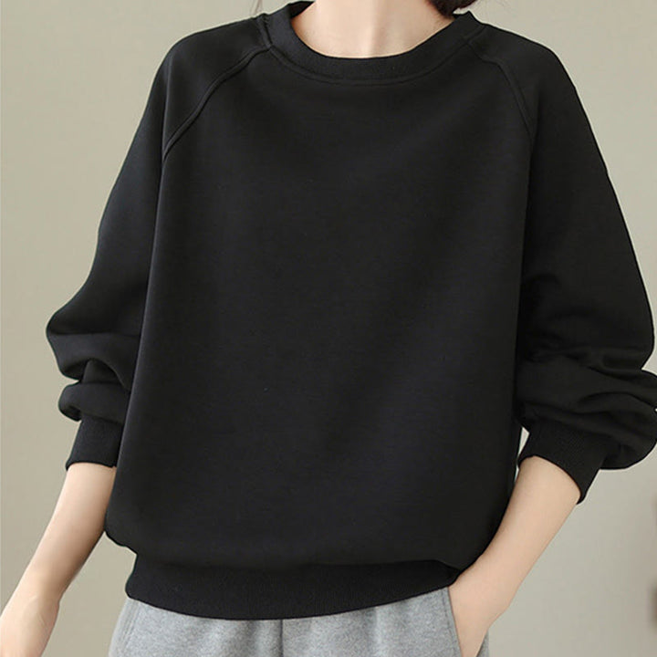 Buddha Stones Fall Plain Rundhalsausschnitt Baumwolle Pullover Damen Sweatshirt  - image 12