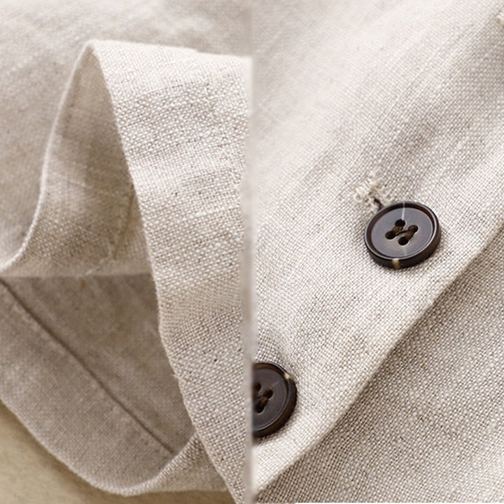 Buddha Stones Commute Retro Pure Color Revers Baumwolle Leinen Damenjacke mit Taschen - image 9