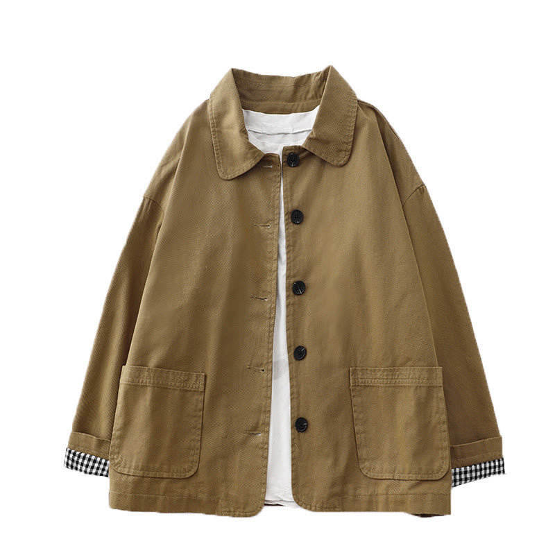 Buddha Stones Commute Patchwork Design Baumwolle Damenjacke mit Taschen - image 4