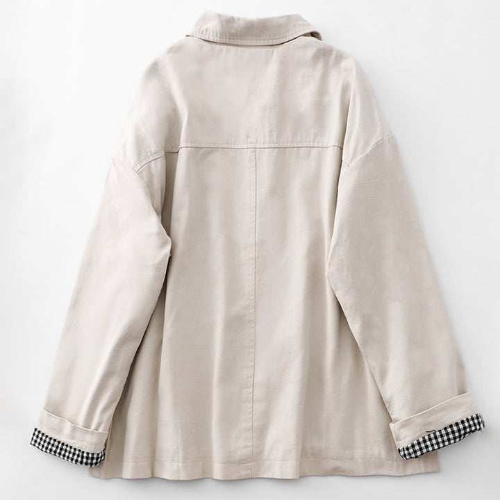 Buddha Stones Commute Patchwork Design Baumwolle Damenjacke mit Taschen - image 6
