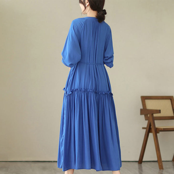 Buddha Stones – Lässiges, schlichtes Midikleid aus Polyester mit Rundhalsausschnitt und Taschen - image 15