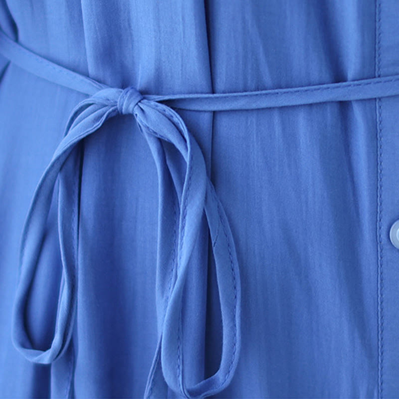 Buddha Stones – Lässiges, schlichtes Midikleid aus Polyester mit Rundhalsausschnitt und Taschen - image 21