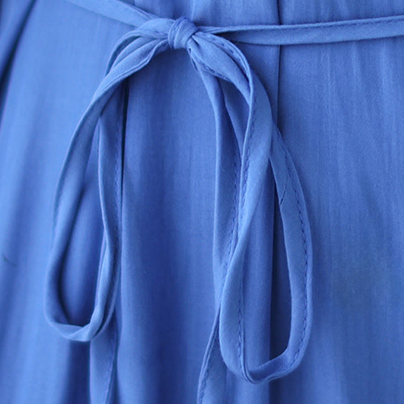 Buddha Stones – Lässiges, schlichtes Midikleid aus Polyester mit Rundhalsausschnitt und Taschen - image 21