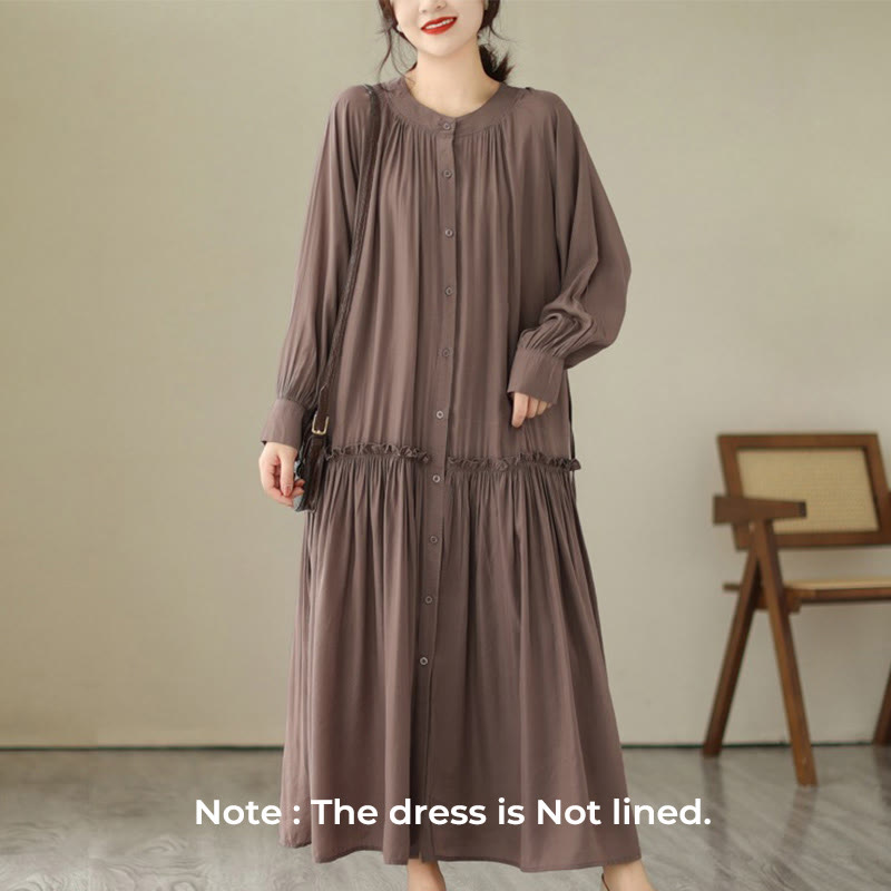 Buddha Stones – Lässiges, schlichtes Midikleid aus Polyester mit Rundhalsausschnitt und Taschen - image 27
