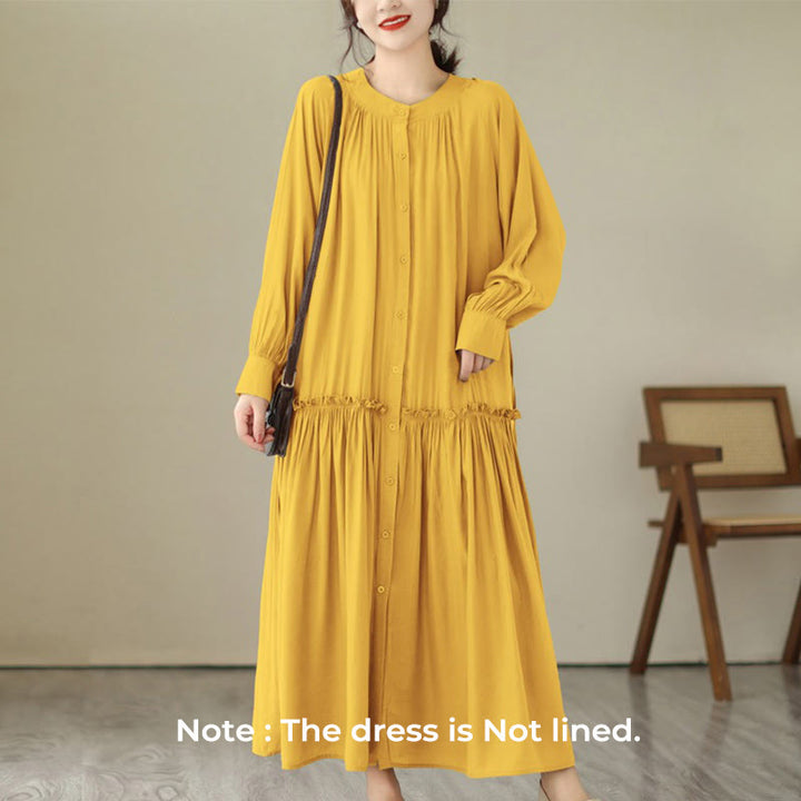 Buddha Stones – Lässiges, schlichtes Midikleid aus Polyester mit Rundhalsausschnitt und Taschen - image 29