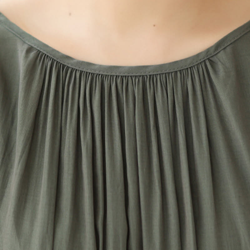 Buddha Stones Lässiges, schlichtes Kleid im zweiseitigen Stil, Chiffon-Midikleid mit Taschen - image 16