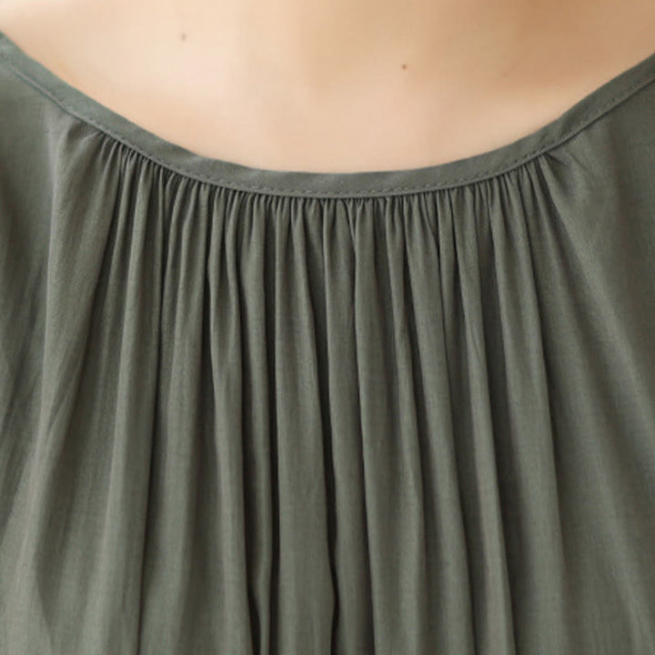 Buddha Stones Lässiges, schlichtes Kleid im zweiseitigen Stil, Chiffon-Midikleid mit Taschen - image 16