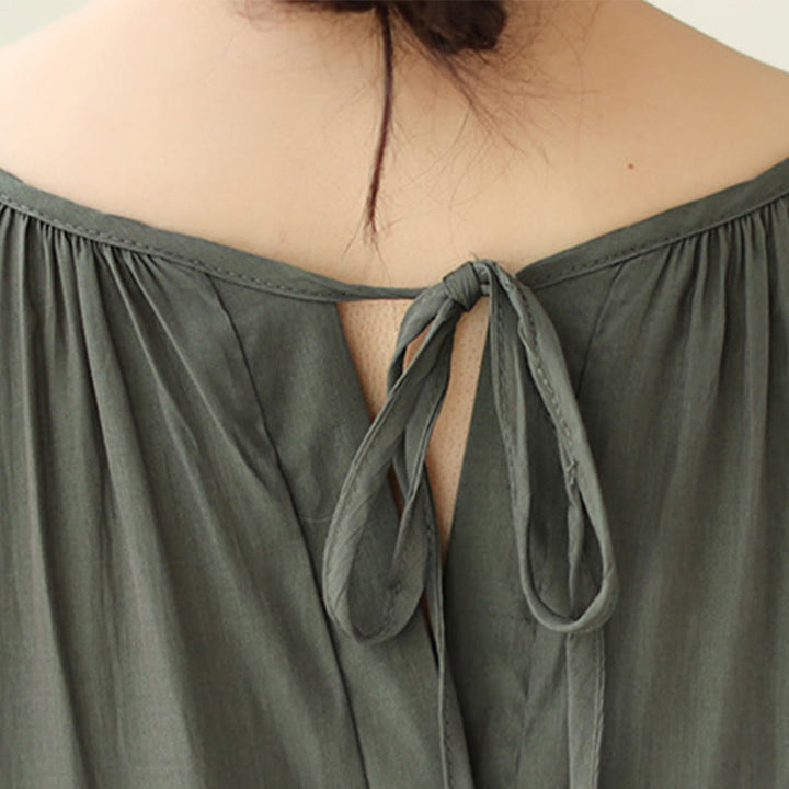 Buddha Stones Lässiges, schlichtes Kleid im zweiseitigen Stil, Chiffon-Midikleid mit Taschen - image 19