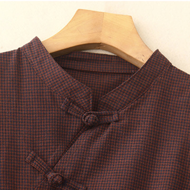 Buddha Stones – Lässiges, schlichtes Midikleid aus Baumwolle mit Froschknöpfen und Taschen - image 2