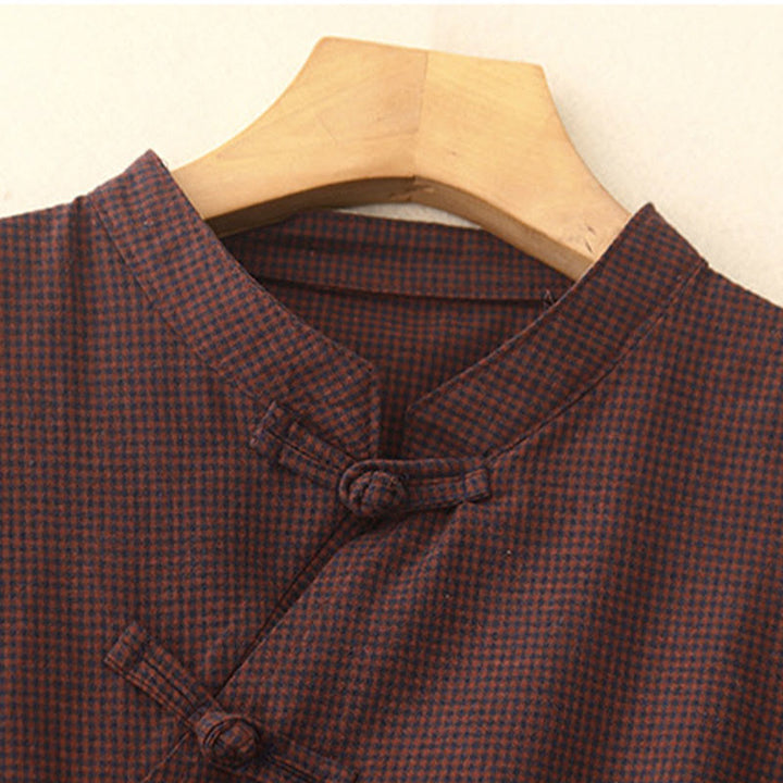 Buddha Stones – Lässiges, schlichtes Midikleid aus Baumwolle mit Froschknöpfen und Taschen - image 2