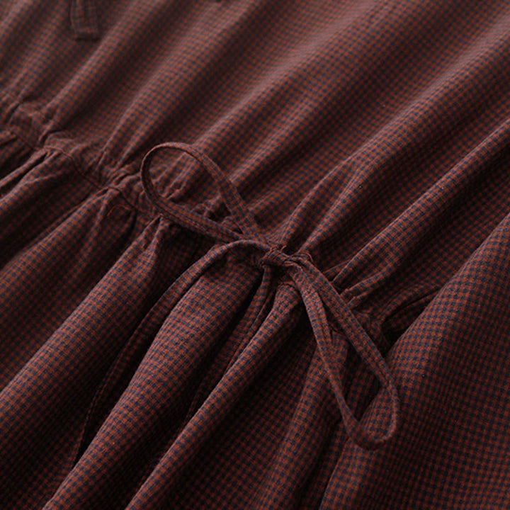 Buddha Stones – Lässiges, schlichtes Midikleid aus Baumwolle mit Froschknöpfen und Taschen - image 3