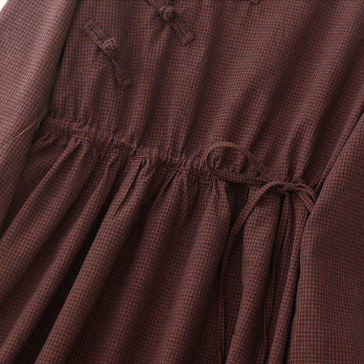 Buddha Stones – Lässiges, schlichtes Midikleid aus Baumwolle mit Froschknöpfen und Taschen - image 6