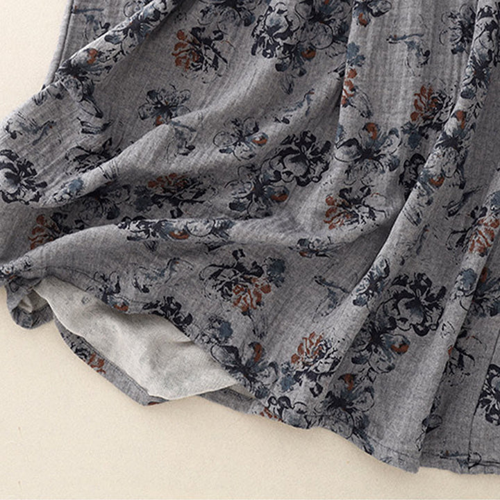 Buddha Stones – Lässiges Midikleid aus Baumwolle und Leinen mit kleinem Blumenmuster und Rundhalsausschnitt und Taschen - image 18