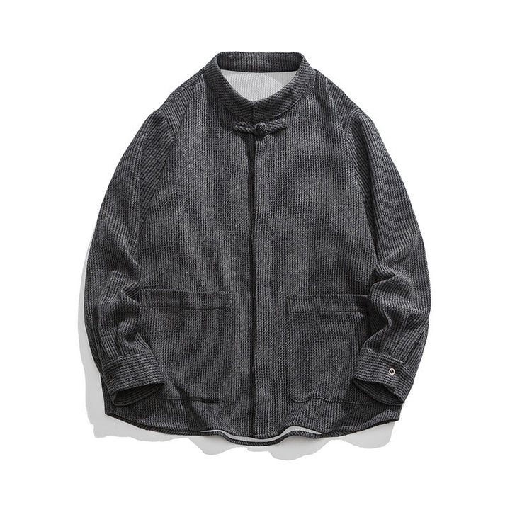 Buddha Stones Langarm-Herren-Baumwolljacke mit Froschknopf-Design und Taschen - image 3