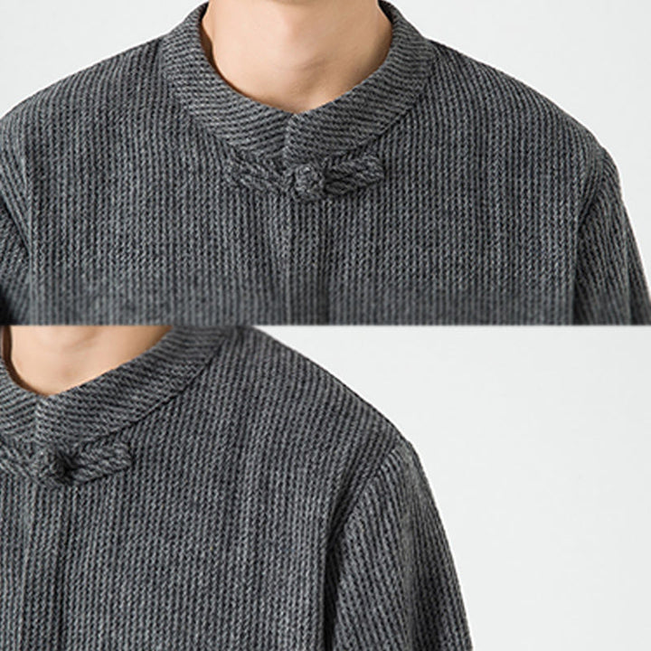 Buddha Stones Langarm-Herren-Baumwolljacke mit Froschknopf-Design und Taschen - image 18