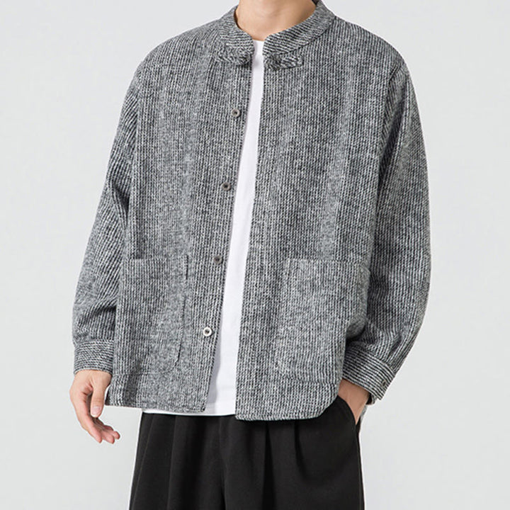 Buddha Stones Langarm-Herren-Baumwolljacke mit Froschknopf-Design und Taschen - image 29