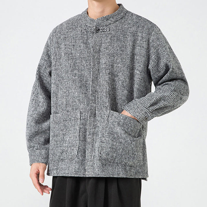 Buddha Stones Langarm-Herren-Baumwolljacke mit Froschknopf-Design und Taschen - image 32