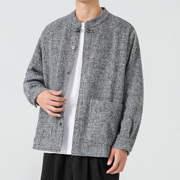 Buddha Stones Langarm-Herren-Baumwolljacke mit Froschknopf-Design und Taschen - image 25