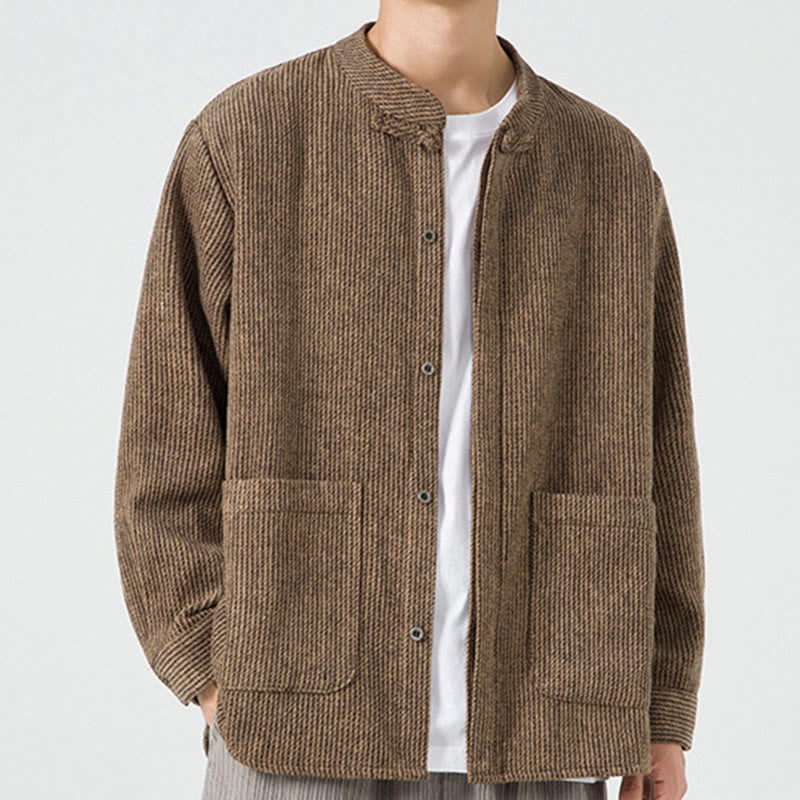 Buddha Stones Langarm-Herren-Baumwolljacke mit Froschknopf-Design und Taschen - image 50