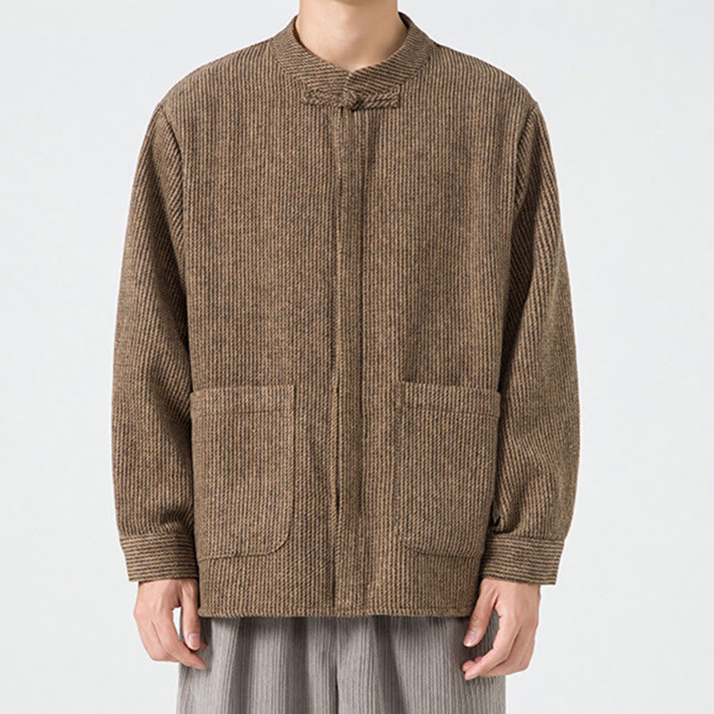 Buddha Stones Langarm-Herren-Baumwolljacke mit Froschknopf-Design und Taschen - image 52