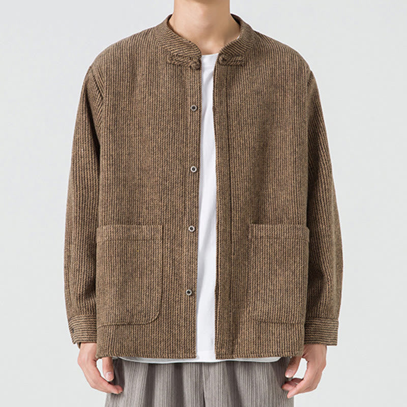 Buddha Stones Langarm-Herren-Baumwolljacke mit Froschknopf-Design und Taschen - image 43