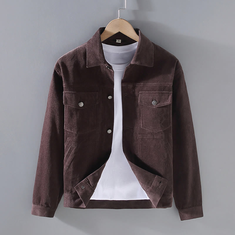 Buddha Stones Plain Langarm Button Design Herren Baumwolljacke Hemd mit Taschen - Sattelbraun - US/ UK/AU42, EU52 (3XL) - image 9