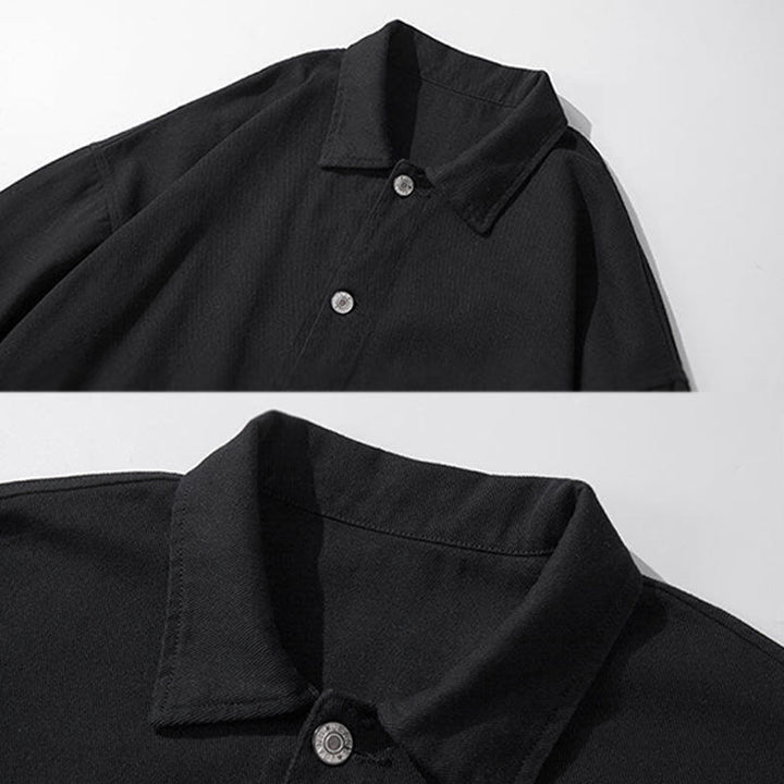 Buddha Stones Langarm-Knopf-Stehkragen-Design Herren-Baumwolljacke mit Taschen - image 2