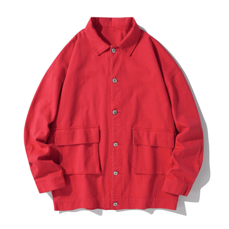 Buddha Stones Langarm-Knopf-Stehkragen-Design Herren-Baumwolljacke mit Taschen - Purpurrot - US/ UK/AU50, EU60 (5XL) - image 10